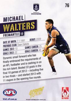 2013 Select Prime AFL #76 Michael Walters Back